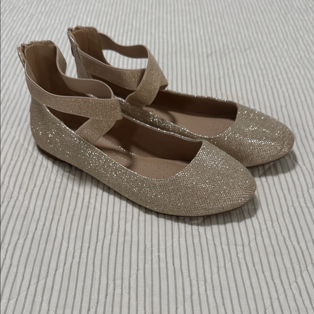 Dream Pairs Glitter Ankle-Strap Ballet Flats - Champagne Gold